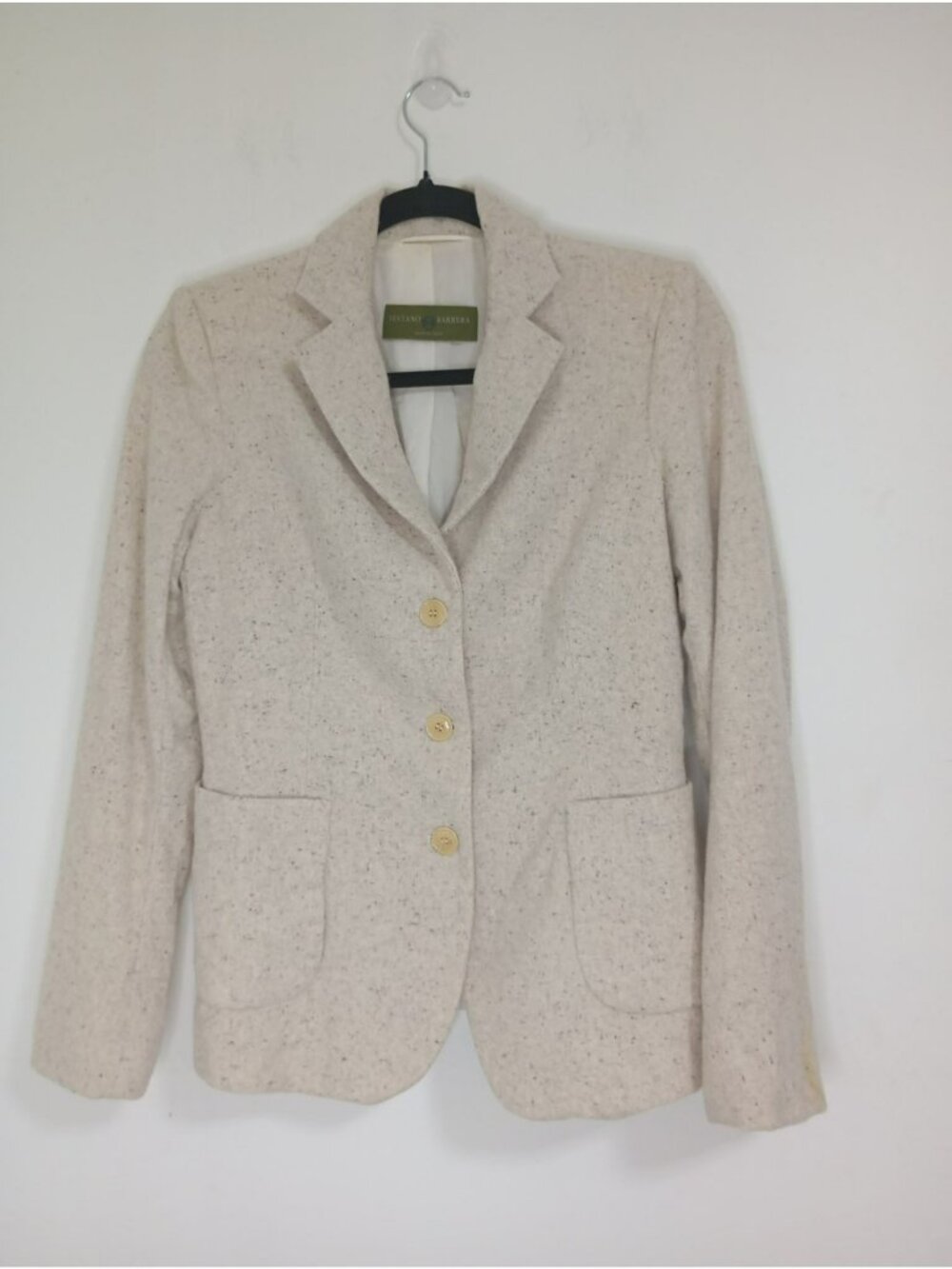 Luciano Barbera Womens Blazer Size 42 (8) Beige Wool & Angora Blend